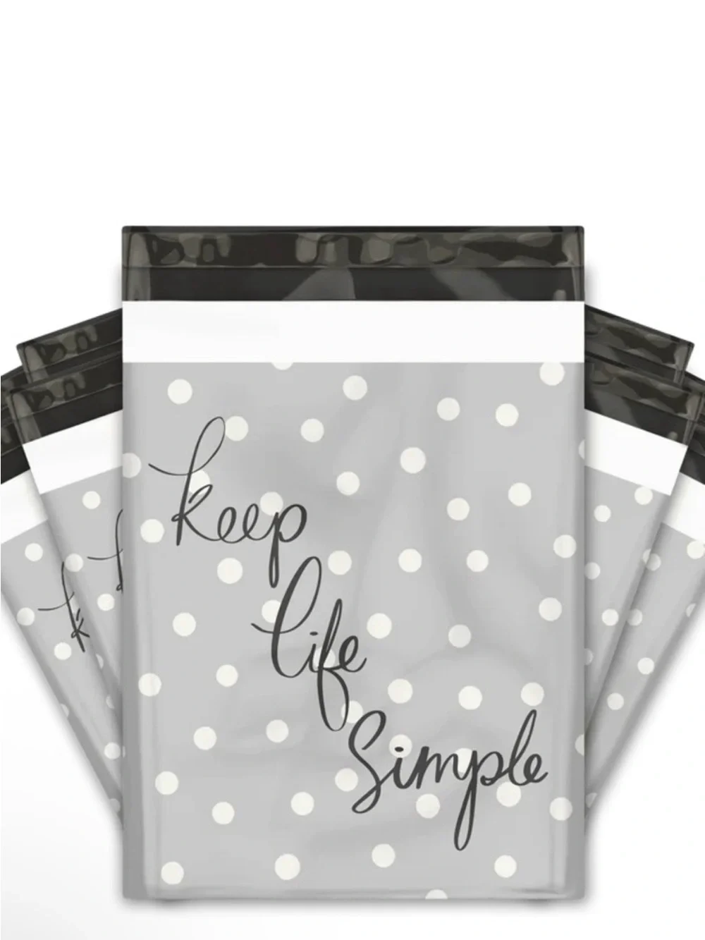 50pc Keep Life Simple Gray Polka Dot